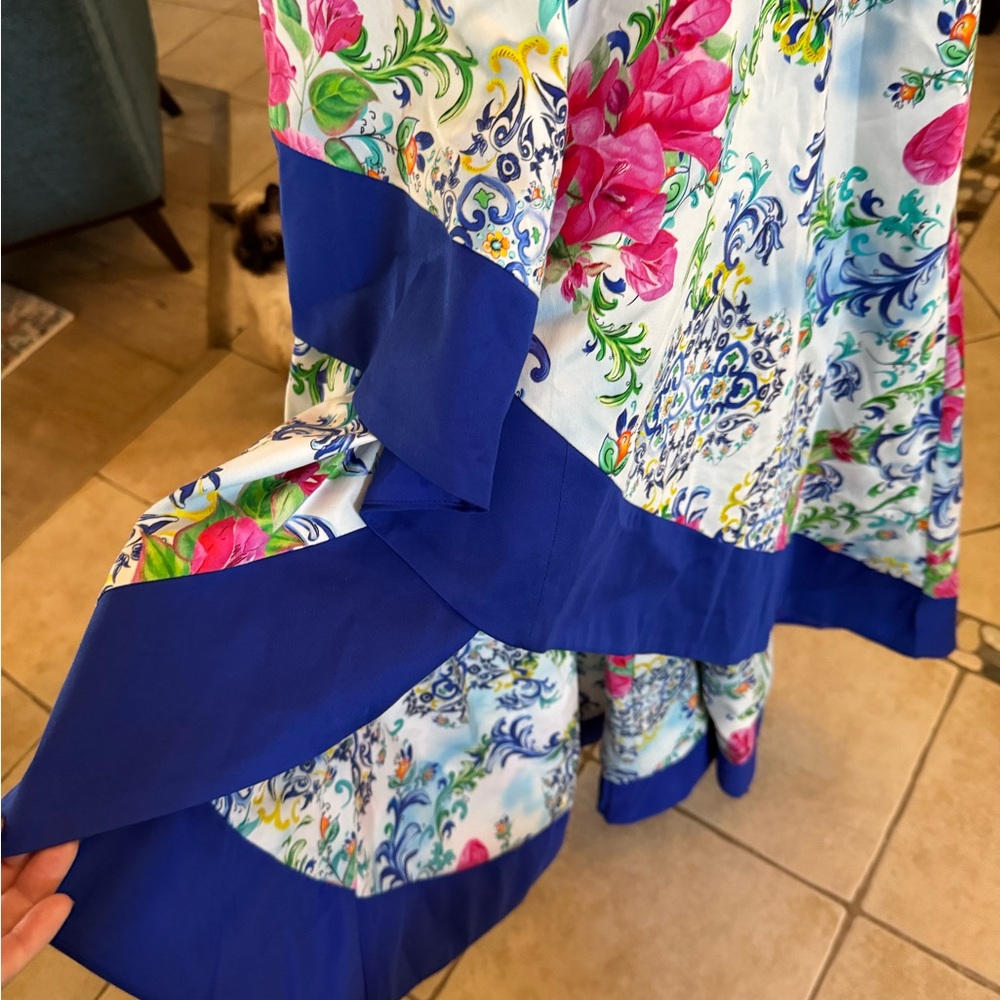 NWT Boston Proper Capri Tiles Print Square Neck High Low Dress size 4 - Picture 4 of 8